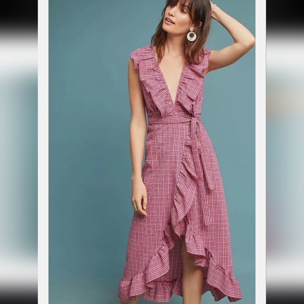 MISA Los Angeles Stella dress in gingham Plaid Medium - Picture 3 of 15